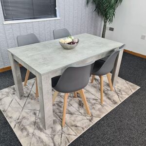 KOSY KOALA Dining Table and 4 Chairs Stone Grey Effect Wood Table 4 Grey Plastic Leather Chairs Dining Room KOSY KOALA Dining Table and 4 Chairs Stone Grey Effect Wood Table 4 Grey Plastic Leather Chairs Dining Room
