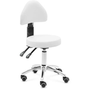 PHYSA Stool Chair with backrest - 48 - 55 cm - 150 kg - white Salon chair Swivel stool chair
