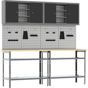 Vidaxl - Work Bench Set with Shelf 8 pcs Grey 200 x 55 x 200 cm Steel Vidaxl - Work Bench Set with Shelf 8 pcs Grey 200 x 55 x 200 cm Steel