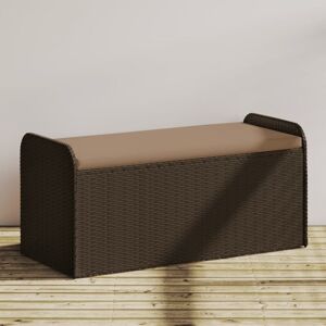 Vidaxl - Storage Bench with Cushion Brown 115x51x52 cm Poly Rattan Vidaxl - Storage Bench with Cushion Brown 115x51x52 cm Poly Rattan