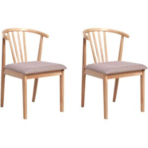 BELIANI Set of 2 Dining Chairs CRAIG Wood Light Brown/ Taupe BELIANI Set of 2 Dining Chairs CRAIG Wood Light Brown/ Taupe