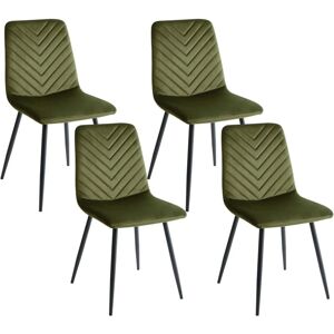 BELIANI Set of 4 Dining Chairs HAVRE Velvet Olive Green BELIANI Set of 4 Dining Chairs HAVRE Velvet Olive Green