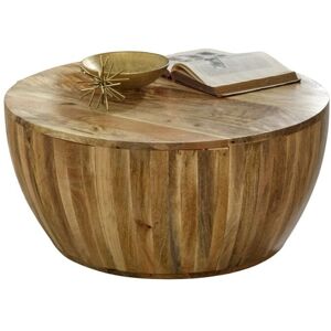 Surrey Drum Coffee Table - Solid Mango Wood - L80 x W80 x H35 cm Surrey Drum Coffee Table - Solid Mango Wood - L80 x W80 x H35 cm