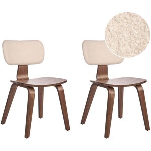 Beliani - Traditional Style Set of 2 Dining Chairs Upholstered Seat Boucle Dark Wood and Beige Lucinda Beliani - Traditional Style Set of 2 Dining Chairs Upholstered Seat Boucle Dark Wood and Beige Lucinda