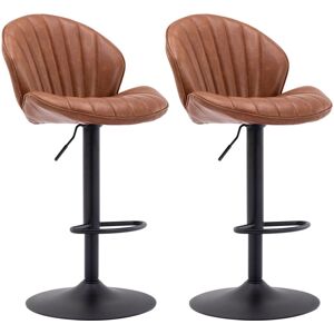 WAHSON OFFICE CHAIRS Bar Stools Set of 2 in PU Leather Modern Counter Chairs Height Adjustable with Shell-Shaped Backrest for Home Bar Restaurant, Brown, Wahson WAHSON OFFICE CHAIRS Bar Stools Set of 2 in PU Leather Modern Counter Chairs Height Adjustable with Shell-Shaped Backrest for Home Bar Restaurant, Brown, Wahson
