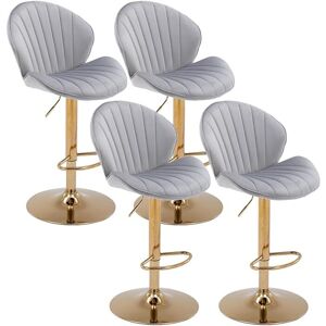 WAHSON OFFICE CHAIRS Bar Stools Set of 4 in Velvet Breakfast Counter Chairs Height Adjustable with Shell-Shaped Backrest Swivel Bar Chairs for Home Bar Restaurant, Grey, WAHSON OFFICE CHAIRS Bar Stools Set of 4 in Velvet Breakfast Counter Chairs Height Adjustable with Shell-Shaped Backrest Swivel Bar Chairs for Home Bar Restaurant, Grey,