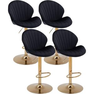 WAHSON OFFICE CHAIRS Bar Stools Set of 4 in Velvet Breakfast Counter Chairs Height Adjustable with Shell-Shaped Backrest Swivel Bar Chairs for Home Bar Restaurant, Black, WAHSON OFFICE CHAIRS Bar Stools Set of 4 in Velvet Breakfast Counter Chairs Height Adjustable with Shell-Shaped Backrest Swivel Bar Chairs for Home Bar Restaurant, Black,