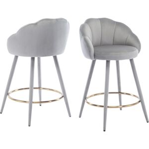 WAHSON OFFICE CHAIRS Bar Stools Set of 2 in Velvet Upholstered Bar Chairs with Pental Backrest Modern Counter Stools for Home Bar Kitchen Restaurant, Grey, Wahson WAHSON OFFICE CHAIRS Bar Stools Set of 2 in Velvet Upholstered Bar Chairs with Pental Backrest Modern Counter Stools for Home Bar Kitchen Restaurant, Grey, Wahson
