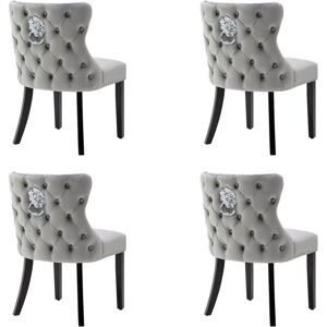 Wahson Office Chairs - Dining Chairs 4Pcs in Velvet Upholstered Leisure Chairs with Wood Legs for Kitchen Living Room Restaurant, Gray, Wahson Wahson Office Chairs - Dining Chairs 4Pcs in Velvet Upholstered Leisure Chairs with Wood Legs for Kitchen Living Room Restaurant, Gray, Wahson
