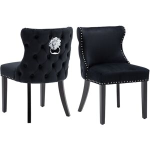 WAHSON OFFICE CHAIRS Dining Chairs 2Pcs in Velvet Upholstered Leisure Chairs with Wood Legs for Kitchen Living Room Restaurant, Black, Wahson WAHSON OFFICE CHAIRS Dining Chairs 2Pcs in Velvet Upholstered Leisure Chairs with Wood Legs for Kitchen Living Room Restaurant, Black, Wahson