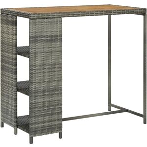 Bar Table with Storage Rack Grey 120x60x110 cm Poly Rattan Vidaxl Bar Table with Storage Rack Grey 120x60x110 cm Poly Rattan Vidaxl