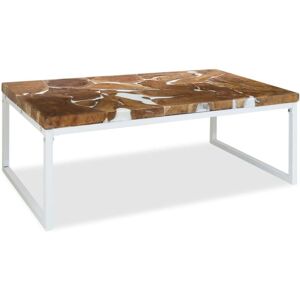 Coffee Table Teak Resin 110x60x40 cm White and Brown vidaXL Coffee Table Teak Resin 110x60x40 cm White and Brown vidaXL