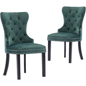 Vidaxl - Dining Chairs 2 pcs Dark Green Velvet Vidaxl - Dining Chairs 2 pcs Dark Green Velvet