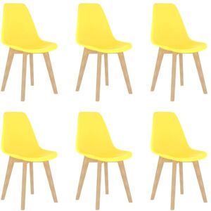 vidaXL Yellow Plastic 6-Piece Dining Chairs - Dining Chairs vidaXL Yellow Plastic 6-Piece Dining Chairs - Dining Chairs