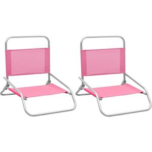 Vidaxl - Folding Beach Chairs 2 pcs Pink Fabric Vidaxl - Folding Beach Chairs 2 pcs Pink Fabric