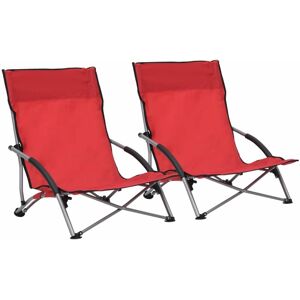 Vidaxl - Folding Beach Chairs 2 pcs Red Fabric Vidaxl - Folding Beach Chairs 2 pcs Red Fabric