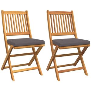 Vidaxl - Folding Chair 2 pcs Grey 49 x 57.5 x 92cm Solid Acacia wood Vidaxl - Folding Chair 2 pcs Grey 49 x 57.5 x 92cm Solid Acacia wood