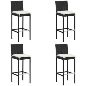 Vidaxl - Garden Bar Stools with Cushions 4 pcs Black Poly Rattan Vidaxl - Garden Bar Stools with Cushions 4 pcs Black Poly Rattan