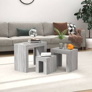 Vidaxl - Nesting Coffee Tables 3 pcs Grey Sonoma Engineered Wood Vidaxl - Nesting Coffee Tables 3 pcs Grey Sonoma Engineered Wood