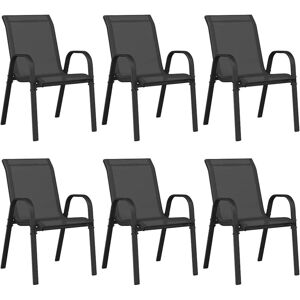 Vidaxl - Stackable Garden Chairs 6 pcs Black Textilene Fabric Vidaxl - Stackable Garden Chairs 6 pcs Black Textilene Fabric