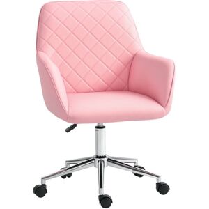 Vinsetto - Office Desk Chair, Leather-Feel Fabric Computer Swivel Chair with Rolling Wheels and Adjustable Height for Home Pink Vinsetto - Office Desk Chair, Leather-Feel Fabric Computer Swivel Chair with Rolling Wheels and Adjustable Height for Home Pink