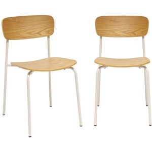 SWEEEK Set of 2 vintage plywood chairs with ash effect wood veneer and beige metal legs L 43.5 x D 51 x H 77cm - Toby SWEEEK Set of 2 vintage plywood chairs with ash effect wood veneer and beige metal legs L 43.5 x D 51 x H 77cm - Toby