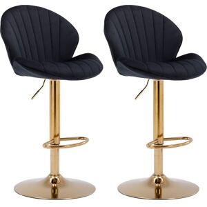 WAHSON OFFICE CHAIRS Bar Stools Set of 2 in Velvet Breakfast Counter Chairs Height Adjustable with Shell-Shaped Backrest Swivel Bar Chairs for Home Bar Restaurant, Black, WAHSON OFFICE CHAIRS Bar Stools Set of 2 in Velvet Breakfast Counter Chairs Height Adjustable with Shell-Shaped Backrest Swivel Bar Chairs for Home Bar Restaurant, Black,