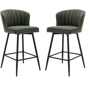 WAHSON OFFICE CHAIRS Bar Stools Set of 2 in Velvet Modern Counter Chairs with Shell Designed Backrest for Home Bar Restaurant, Green, Wahson WAHSON OFFICE CHAIRS Bar Stools Set of 2 in Velvet Modern Counter Chairs with Shell Designed Backrest for Home Bar Restaurant, Green, Wahson