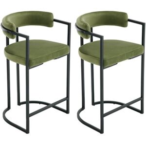 WAHSON OFFICE CHAIRS Bar Stools 2Pcs Upholstered in Velvet Modern Kitchen Counter Chairs for Home Bar Counter Restaurant, Green, Wahson WAHSON OFFICE CHAIRS Bar Stools 2Pcs Upholstered in Velvet Modern Kitchen Counter Chairs for Home Bar Counter Restaurant, Green, Wahson