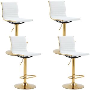 WAHSON OFFICE CHAIRS Bar Stools 4Pcs in PU Leather Modern Breakfast Counter Chairs Height Adjustable for Home Bar Pub Restaurant, White, Wahson WAHSON OFFICE CHAIRS Bar Stools 4Pcs in PU Leather Modern Breakfast Counter Chairs Height Adjustable for Home Bar Pub Restaurant, White, Wahson