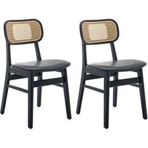 WAHSON OFFICE CHAIRS Dining Chairs 2Pcs Upholstered in pu Leather Retro Rustic Kitchen Chairs with Wooden Legs for Living Room Restaurant, Black, Wahson WAHSON OFFICE CHAIRS Dining Chairs 2Pcs Upholstered in pu Leather Retro Rustic Kitchen Chairs with Wooden Legs for Living Room Restaurant, Black, Wahson