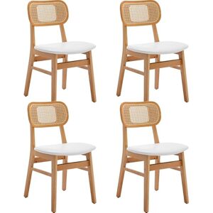 WAHSON OFFICE CHAIRS Dining Chairs 4Pcs Upholstered in pu Leather Retro Rustic Kitchen Chairs with Wooden Legs for Living Room Restaurant, White, Wahson WAHSON OFFICE CHAIRS Dining Chairs 4Pcs Upholstered in pu Leather Retro Rustic Kitchen Chairs with Wooden Legs for Living Room Restaurant, White, Wahson