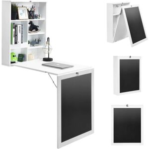 COSTWAY Bureau Mural Rabattable 3 en 1 avec Bureau Etagere et Tableau Noir/Table Mural Rabattable 60 x 15,5 x 75 CM pour Salon, Salle à Manger, COSTWAY Bureau Mural Rabattable 3 en 1 avec Bureau Etagere et Tableau Noir/Table Mural Rabattable 60 x 15,5 x 75 CM pour Salon, Salle à Manger,