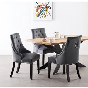 Life Interiors - Duke lux Windsor Dining Set - an Oak Wooden Dining Table and Set of 6 Dark Grey Velvet Dining Chairs - Dining Room Kitchen Life Interiors - Duke lux Windsor Dining Set - an Oak Wooden Dining Table and Set of 6 Dark Grey Velvet Dining Chairs - Dining Room Kitchen