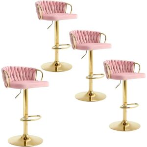 WOLTU 4x Breakfast Bar Stools Bar Chairs for Kitchen Counter, 360° Swivel Stool, Height Adjustable, Velvet, Pink WOLTU 4x Breakfast Bar Stools Bar Chairs for Kitchen Counter, 360° Swivel Stool, Height Adjustable, Velvet, Pink