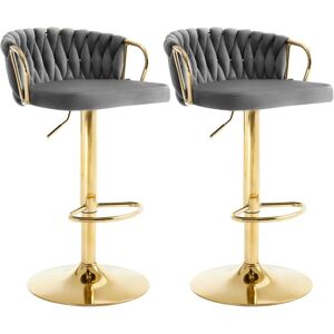 WOLTU 2x Breakfast Bar Stools Bar Chairs for Kitchen Counter, 360° Swivel Stool, Height Adjustable, Velvet, Dark Grey WOLTU 2x Breakfast Bar Stools Bar Chairs for Kitchen Counter, 360° Swivel Stool, Height Adjustable, Velvet, Dark Grey