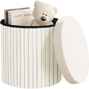 1x Stool- round, padded, velvet mdf, storage space - bar stool, dressing table chair, dressing table stool,38x38x36 cm, Cream - Woltu 1x Stool- round, padded, velvet mdf, storage space - bar stool, dressing table chair, dressing table stool,38x38x36 cm, Cream - Woltu