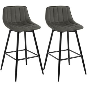 Woltu - 2x Bar Stools Velvet Padded Seat Metal High Legs Kitchen Home living Room Dark Grey Woltu - 2x Bar Stools Velvet Padded Seat Metal High Legs Kitchen Home living Room Dark Grey