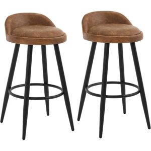 WOLTU Set of 2 Bar Stools in Faux Leather Bar Chairs with Low Back and Footrest Modern Counter Stools, Brown WOLTU Set of 2 Bar Stools in Faux Leather Bar Chairs with Low Back and Footrest Modern Counter Stools, Brown
