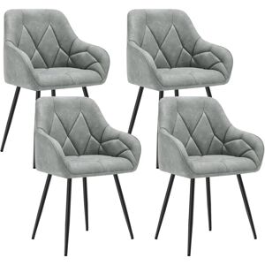 Set of 4x Faux Leather Dining Chairs Accent home & restaurants Grey - Woltu Set of 4x Faux Leather Dining Chairs Accent home & restaurants Grey - Woltu