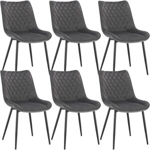 WOLTU Set of 6 Dining Chairs Velvet Office Kitchen Chair Living Home-Dark Grey WOLTU Set of 6 Dining Chairs Velvet Office Kitchen Chair Living Home-Dark Grey