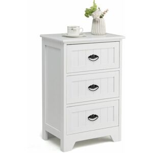 Costway - Wood 3-Drawer Bedside Table Vintage Nightstand Accent End Table Sofa Side Table Costway - Wood 3-Drawer Bedside Table Vintage Nightstand Accent End Table Sofa Side Table