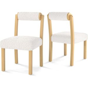 Costway - Wooden Dining Chair Set of 2 Faux Sherpa Upholstered Chairs-White Costway - Wooden Dining Chair Set of 2 Faux Sherpa Upholstered Chairs-White