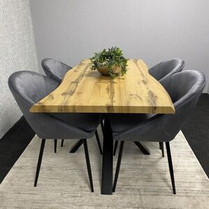 KOSY KOALA Wooden Dining Table with X-Shaped Iron Legs and 4 Grey Velvet Chairs – Modern Dining Set for Home and Kitchen KOSY KOALA Wooden Dining Table with X-Shaped Iron Legs and 4 Grey Velvet Chairs – Modern Dining Set for Home and Kitchen