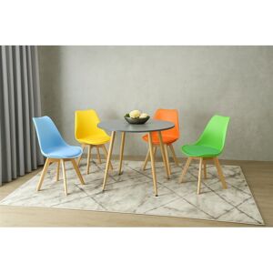 Kosy Koala - Wooden Grey Shade Round Dining Table Set with a Set Of 4 Mixed Colour Tulip Chairs Kosy Koala - Wooden Grey Shade Round Dining Table Set with a Set Of 4 Mixed Colour Tulip Chairs