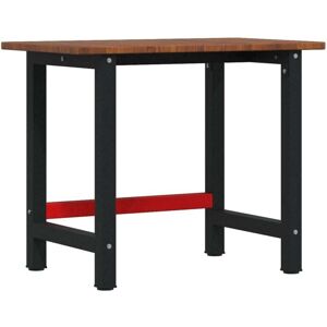 Workbench Dark Brown 100x60x81.5 cm Solid Wood Oak Rectangular vidaXL Workbench Dark Brown 100x60x81.5 cm Solid Wood Oak Rectangular vidaXL