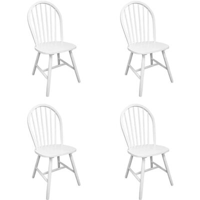 vidaXL White Wooden Dining Chairs Set of 4 - Dining Chairs vidaXL White Wooden Dining Chairs Set of 4 - Dining Chairs