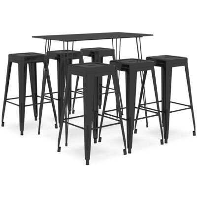 7 Piece Bar Set Black Vidaxl 7 Piece Bar Set Black Vidaxl