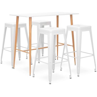 vidaXL White 5-Piece Bar Set - Modern Dining Furniture vidaXL White 5-Piece Bar Set - Modern Dining Furniture