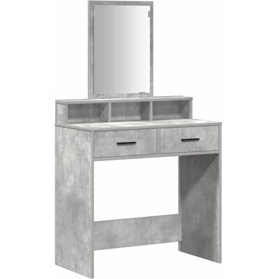 vidaXL Grey MDF Vanity Table with Drawers - Vanities vidaXL Grey MDF Vanity Table with Drawers - Vanities